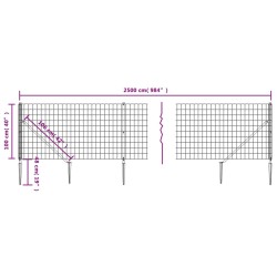 Clôture en treillis métallique et piquet d'ancrage vert 1x25 m 