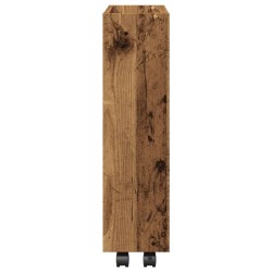 Chariot de rangement étroit 3 niveaux vieux bois 