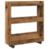 Chariot de rangement étroit 3 niveaux vieux bois 