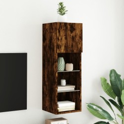 Meuble TV avec lumières LED chêne fumé 30,5x30x90 cm 