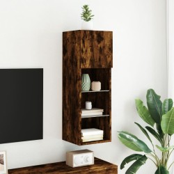 Meuble TV avec lumières LED chêne fumé 30,5x30x90 cm 