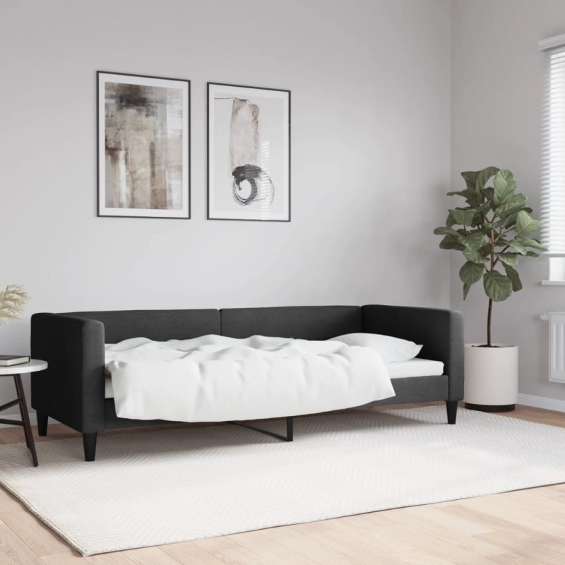 Lit de repos sans matelas noir 80x200 cm tissu 