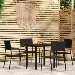 Ensemble à manger de jardin 5 pcs Noir 