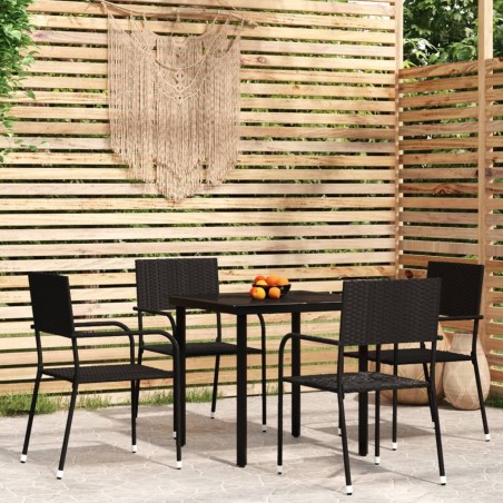 Ensemble à manger de jardin 5 pcs Noir 