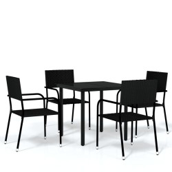 Ensemble à manger de jardin 5 pcs Noir 