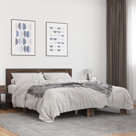 Cadre de lit sans matelas chêne marron 150x200 cm 
