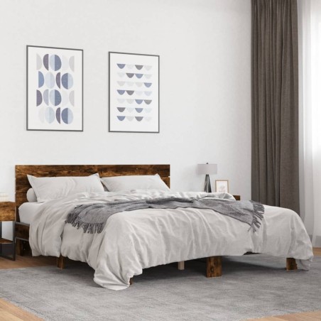 Cadre de lit sans matelas chêne fumé 160x200 cm 