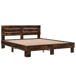 Cadre de lit sans matelas chêne fumé 160x200 cm 
