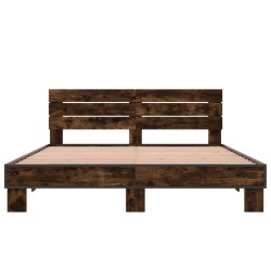 Cadre de lit sans matelas chêne fumé 160x200 cm 