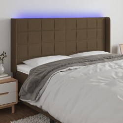 Tête de lit à LED Marron foncé 183x16x118/128 cm Tissu 