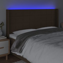 Tête de lit à LED Marron foncé 183x16x118/128 cm Tissu 