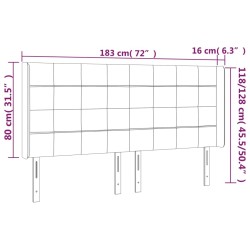 Tête de lit à LED Marron foncé 183x16x118/128 cm Tissu 