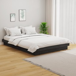 Cadre de lit sans matelas gris bois massif 