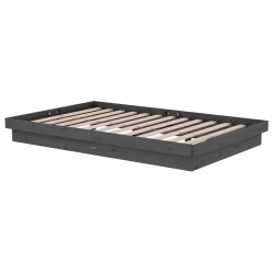 Cadre de lit sans matelas gris bois massif 