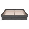 Cadre de lit sans matelas gris bois massif 
