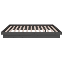 Cadre de lit sans matelas gris bois massif 