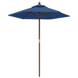 Parasol de jardin avec mât en bois bleu azuré 196x231 cm 