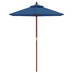 Parasol de jardin avec mât en bois bleu azuré 196x231 cm 