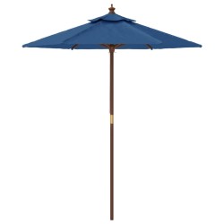 Parasol de jardin avec mât en bois bleu azuré 196x231 cm 