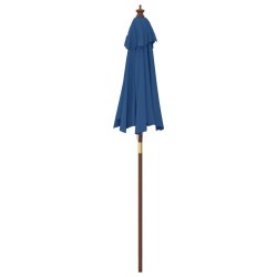 Parasol de jardin avec mât en bois bleu azuré 196x231 cm 