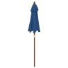 Parasol de jardin avec mât en bois bleu azuré 196x231 cm 