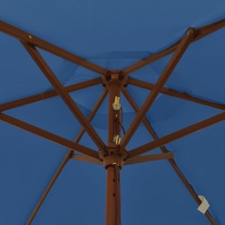 Parasol de jardin avec mât en bois bleu azuré 196x231 cm 