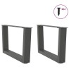 Pieds de table basse en forme de V, 2 pièces, anthracite, 50 x (30-31,3) cm, acier 