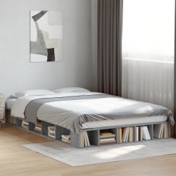 Cadre de lit sans matelas gris béton 120x200 cm 
