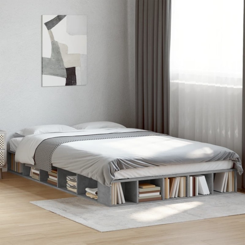 Cadre de lit sans matelas gris béton 120x200 cm 