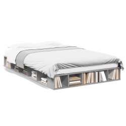 Cadre de lit sans matelas gris béton 120x200 cm 