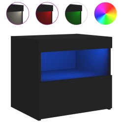 Table de chevet avec lumières LED noir 50x40x45 cm 