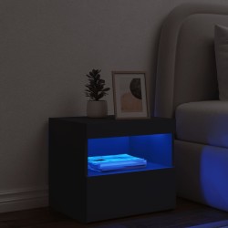 Table de chevet avec lumières LED noir 50x40x45 cm 