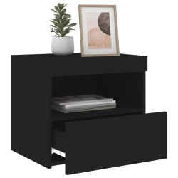 Table de chevet avec lumières LED noir 50x40x45 cm 