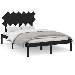 Cadre de lit sans matelas noir 135x190 cm bois massif 