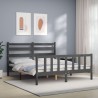 Cadre de lit sans matelas gris bois de pin massif 