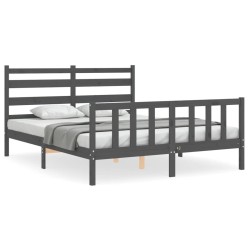 Cadre de lit sans matelas gris bois de pin massif 