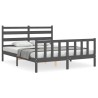 Cadre de lit sans matelas gris bois de pin massif 
