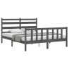 Cadre de lit sans matelas gris bois de pin massif 