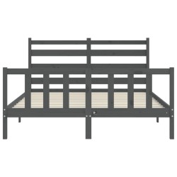 Cadre de lit sans matelas gris bois de pin massif 