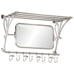 Porte-bagages avec cintres et miroir mural aluminium 
