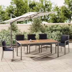 Table de jardin et dessus en bois Gris Résine tressée et acacia 