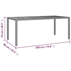 Table de jardin et dessus en bois Gris Résine tressée et acacia 