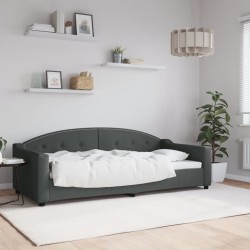 Lit de repos sans matelas gris foncé 90x200 cm tissu 