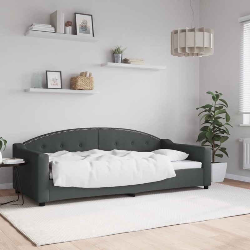 Lit de repos sans matelas gris foncé 90x200 cm tissu 