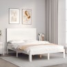 Cadre de lit sans matelas blanc bois de pin massif 
