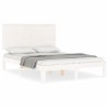 Cadre de lit sans matelas blanc bois de pin massif 