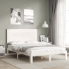 Cadre de lit sans matelas blanc bois de pin massif 