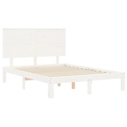 Cadre de lit sans matelas blanc bois de pin massif 