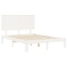 Cadre de lit sans matelas blanc bois de pin massif 