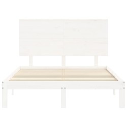 Cadre de lit sans matelas blanc bois de pin massif 